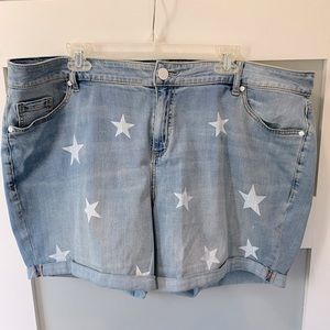 Lane Bryant Plus Sized 18W Faded Denim Cuffed Shorts w/Cuff